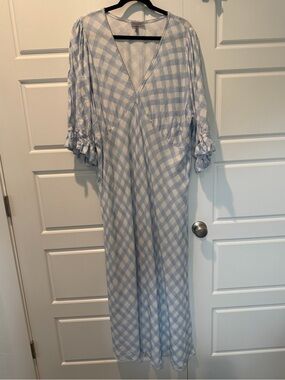 Conditions Apply Eniya Maxi Slip Dress Plaid Linen Blend Size 3X Cottage